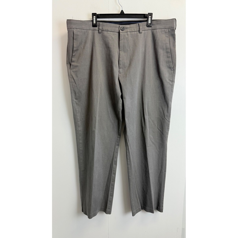 Haggar Mens Expand-O-Matic Gray Stretch Comfort Waist Dress Pants 42x30